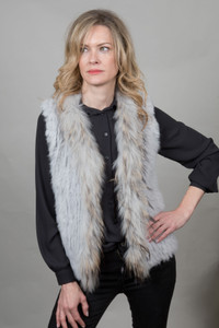 Short Light Grey Fur Gilet