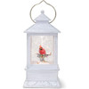 LED SWIRL WHITE LANTERN WITH CARDINAL WATER GLOBE - 133510