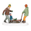 Mom and dad end their day by giving their little one a sled ride home. This Village accessory is hand-crafted, hand-painted, ceramic. Adapter cord included.