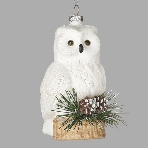 Glass Owl With Sprig Ornament - Thumbnail 3