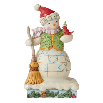 SNOWMAN WITH CARDINAL AND BROOM - 6011161