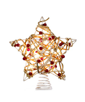 RED BERRIES RATTAN STAR TREETOPPER - UL4295