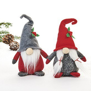 FELT GNOME W/HOLLY HAT - 75-7755