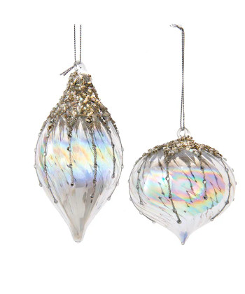 GLASS IRIDESCENT ORNAMENT - D4165