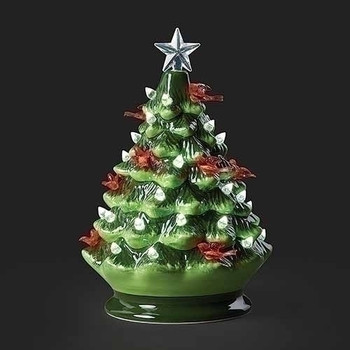 LED GREEN TREE CARDINAL WITH TWINKLE LITE - 135269