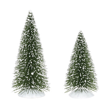 Set of 2 Village trees add to your Village display. Classic shape, color, size make this a popular display addition. This Village tree set is hand-crafted, sisal.