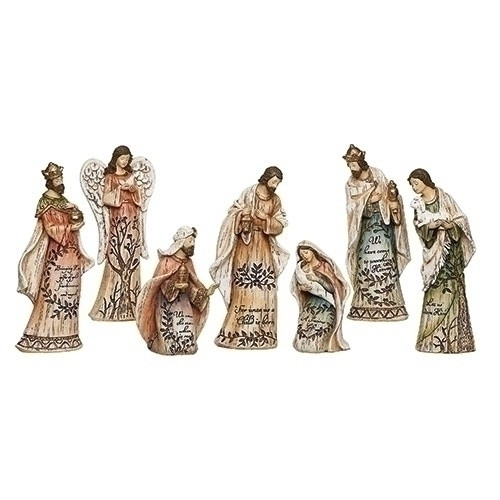 7PC ST NATIVITY WOOD BURN-134423
