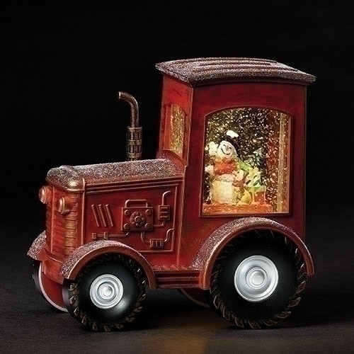 LED SWIRL SNOWMAN TRACTOR WATER GLOBE - 134991