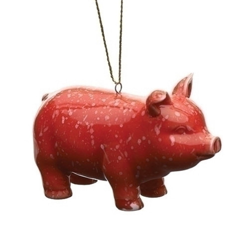 RED SPECKLED PIG ORNAMENT - 30750