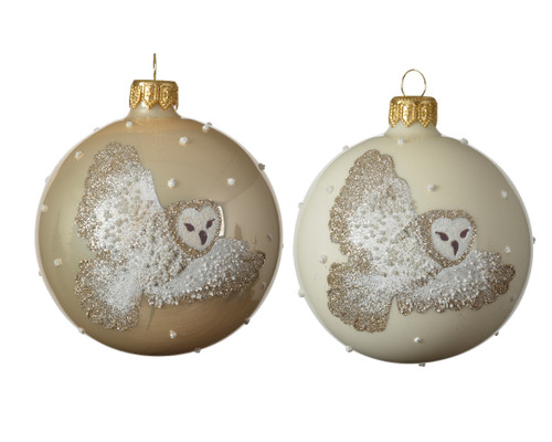BAUBLE GLASS OWL - 133664