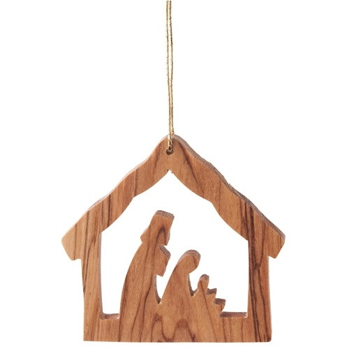 2" STABLE WITH NATIVITY ORNAMENT - A-05