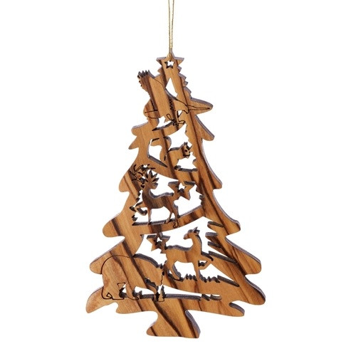LASERCUT TREE WITH BEAR ORNAMENT - W-45