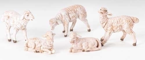 WHITE SHEEP SET OF 5 FIGURES - 72539