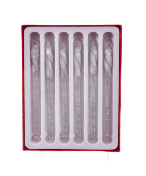 6PC TWIST FROSTED SILVER GLITTER ICICLE ORN - D3878 6PC TWIST FROSTED SILVER GLITTER ICICLE ORN - D3878