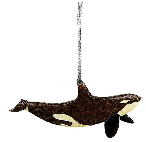 WOODEN ORCA ORNAMENT - ORN1090