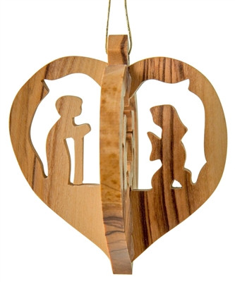 3D HEART WITH  NATIVITY ORNAMENT - 3D-02