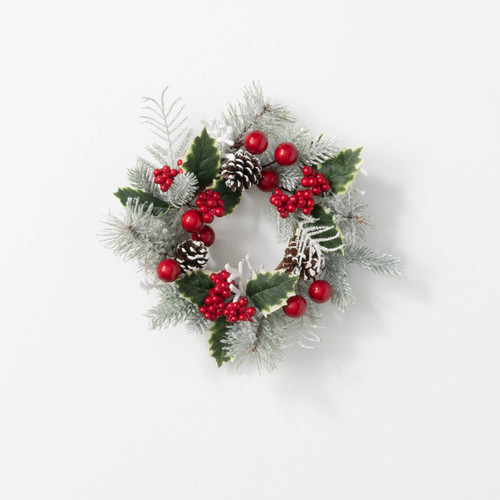 4.5" FLOCKED BERRY PINE RING - CP661