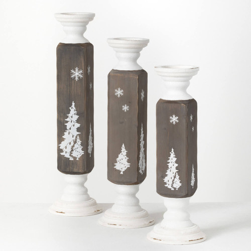 WOOD PILLAR CANDLEHOLDER SET 3 - PN3392 WOOD PILLAR CANDLEHOLDER SET 3 - PN3392