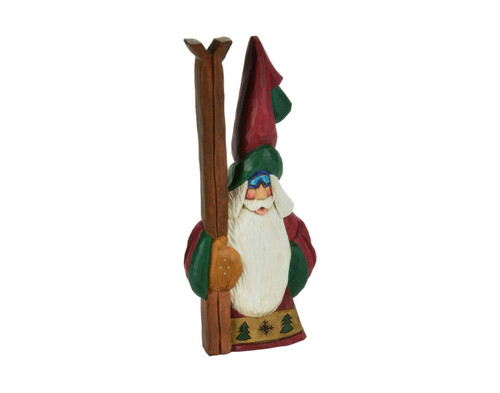 SKIER TALL HAT SANTA 9" - S1018