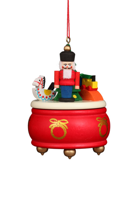 MUSIC BOX STYLE RED NUTCRACKER SCENE ORNAMENT - 10-0923