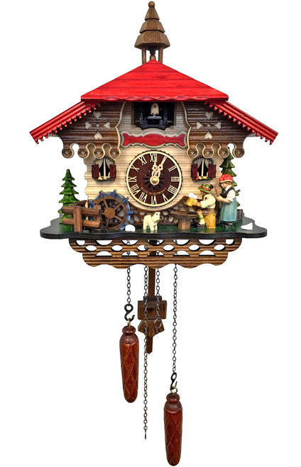 BEER DRINKER AND ROLLING PIN CHALET QUARTZ CUCKOO CLOCK - 45015QM
