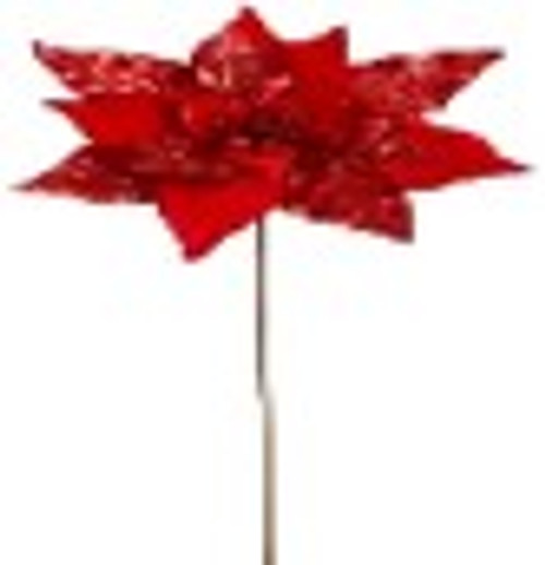GLITTER VELVET POINSETTIA PICK 19" - 04-21508 GLITTER VELVET POINSETTIA PICK 19" - 04-21508