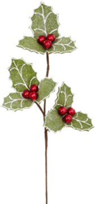 GRAND CANDIED HOLLY SPRAY PICK 23"X3" - 04-98126 GRAND CANDIED HOLLY SPRAY PICK 23"X3" - 04-98126