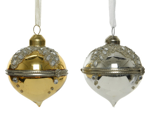 GLITTER BAUBLE GLASS - 040016