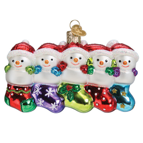 SNOW FAMILY OF 5 ORNAMENT - 24219