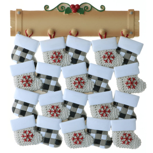 FAMILY OF 20 STOCKING ON MANTLE ORNAMENT - OR2352 FAMILY OF 20 STOCKING ON MANTLE ORNAMENT - OR2352