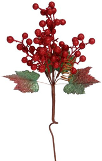 GLITTERED GRAPE BERRY PICK 12" - 07-12724-RED