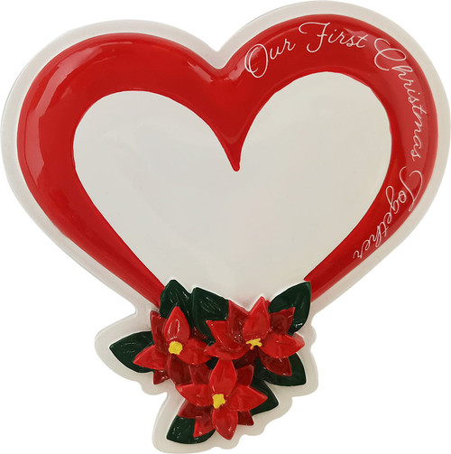 COUPLE OUR FIRST CHRISTMAS TOGETHER POINSETTIA HEART ORNAMENT - OR2252