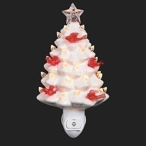WHITE TREE WITH CARDINALS NIGHT LIGHT - 160321 WHITE TREE WITH CARDINALS NIGHT LIGHT - 160321