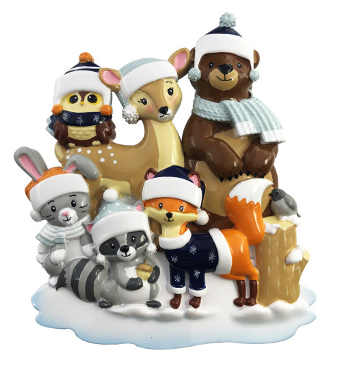 FAMILY OF 6 WOODLAND ANIMALS ORNAMENT - OR2019-6