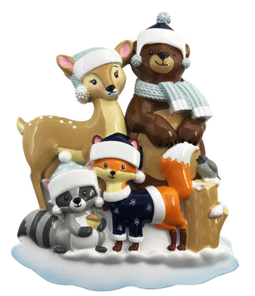 FAMILY OF 4 WOODLAND ANIMALS ORNAMENT - OR2019-4