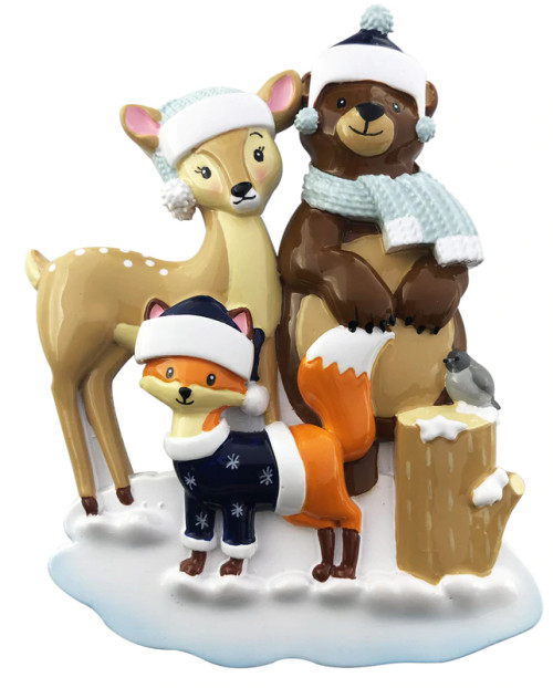 FAMILY OF 3 WOODLAND ANIMALS ORNAMENT - OR2019-3