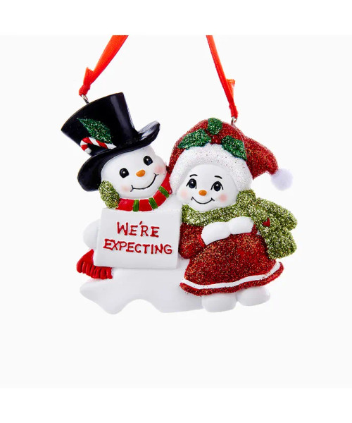 "WE'RE EXPECTING" SNOW COUPLE ORNAMENT - H5086