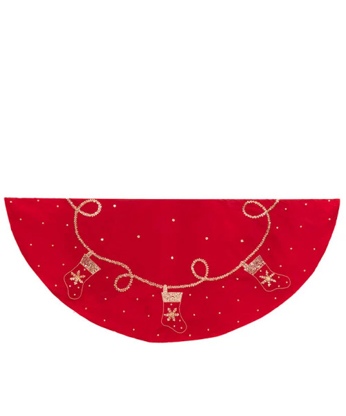 RED/GOLD STOCKING SEQUIN TREE SKIRT - TS0266 RED/GOLD STOCKING SEQUIN TREE SKIRT - TS0266