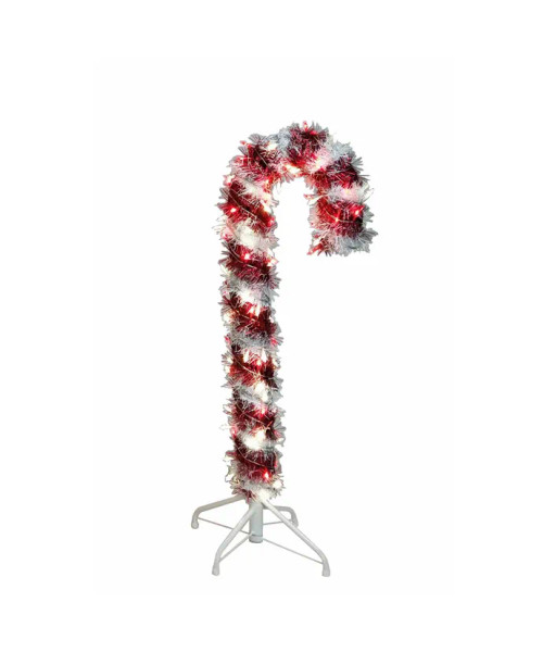 3' LIT TINSEL CANDY CANE - UL1292