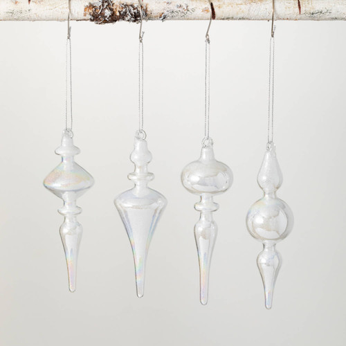 GLASS FINIAL ORNAMENT 4 ASST - OR9890