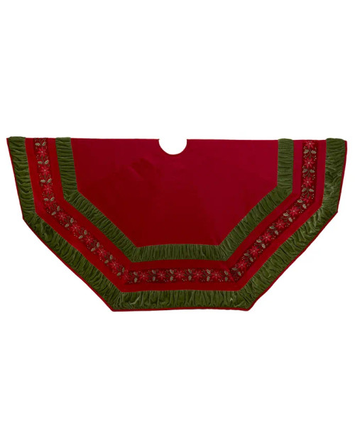72" RED AND GREEN GATHERED BORDER TREE SKIRT - TS0280 72" RED AND GREEN GATHERED BORDER TREE SKIRT - TS0280