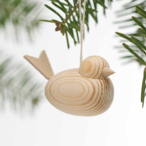 SWEDISH WOODEN NATURAL BIRD ORNAMENT - 900.12 N