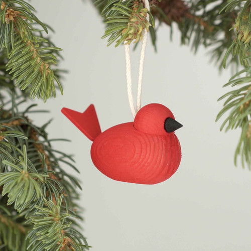 SWEDISH WOODEN RED BIRD ORNAMENT - 900.12 R