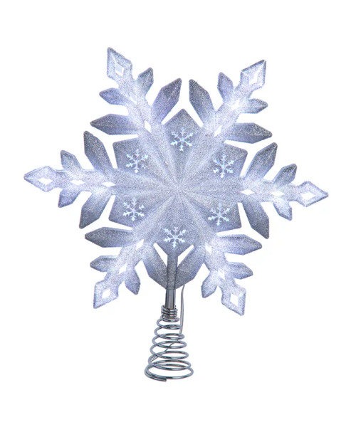 13" PRE-LIT GLITTERED SNOWFLAKE TREETOP - AD2684 13" PRE-LIT GLITTERED SNOWFLAKE TREETOP - AD2684
