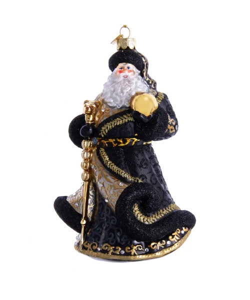 GLASS SANTA IN MIDNIGHT BLACK ORNAMENT - BELL0028 GLASS SANTA IN MIDNIGHT BLACK ORNAMENT - BELL0028