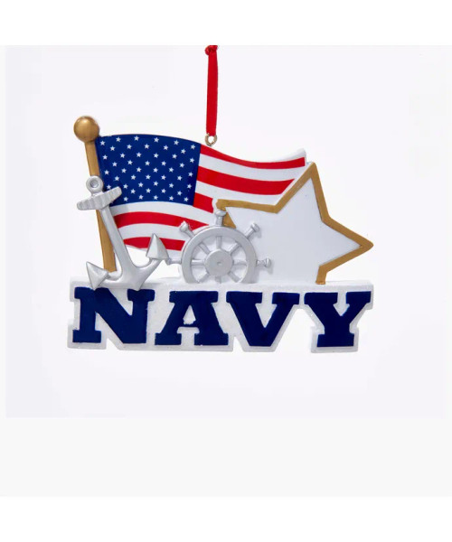 NAVY WITH AMERICAN FLAG ORNAMENT FOR PERSONALIZATION - C6548 NAVY WITH AMERICAN FLAG ORNAMENT FOR PERSONALIZATION - C6548
