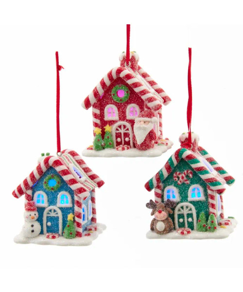 LED GINGERBREAD CANDY HOUSE ORNAMENT - D3866
