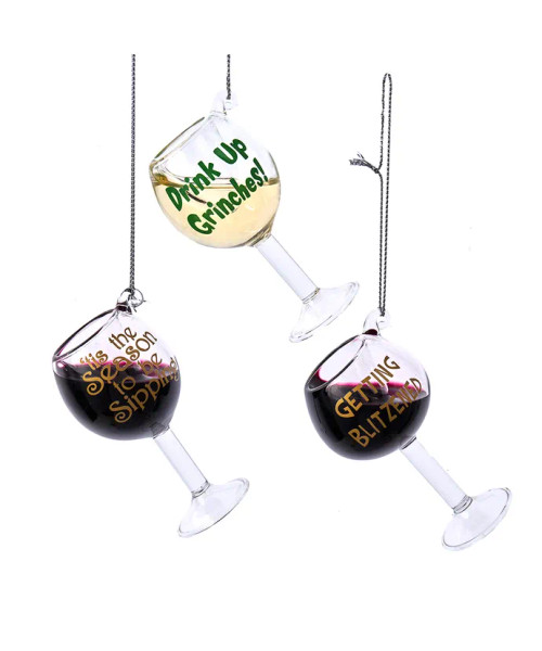 FUNNY SAYING WINE GLASS ORNAMENT - D4227 FUNNY SAYING WINE GLASS ORNAMENT - D4227