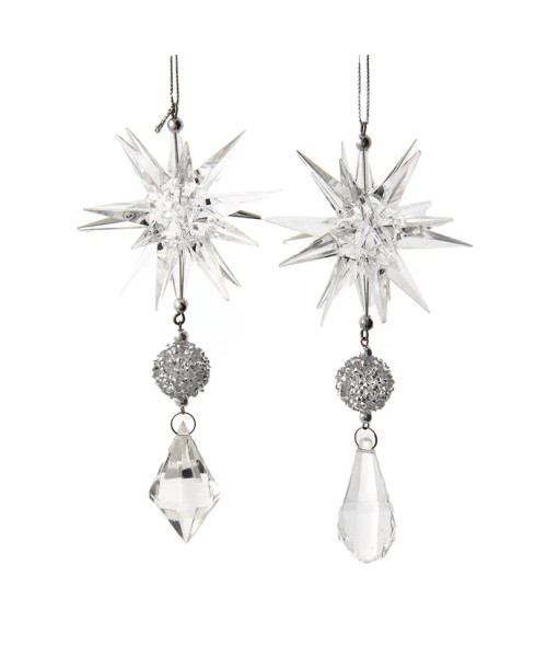 ACRYLIC SILVER AND CLEAR DANGLE ORNAMENT - D4288