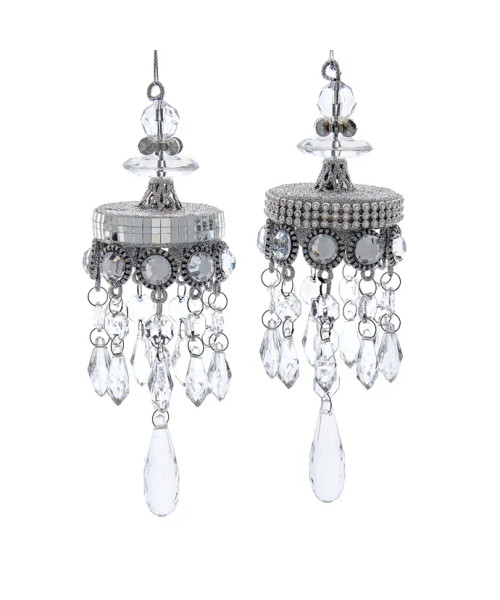 SILVER CHANDELIER WITH DROP ORNAMENT - D4322 SILVER CHANDELIER WITH DROP ORNAMENT - D4322